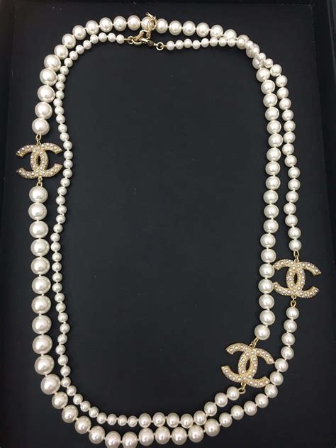 chanel pearl necklace black white|buy Chanel pearl necklace.